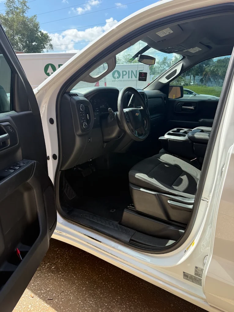 Clean commercial pickup truck interior after detailing