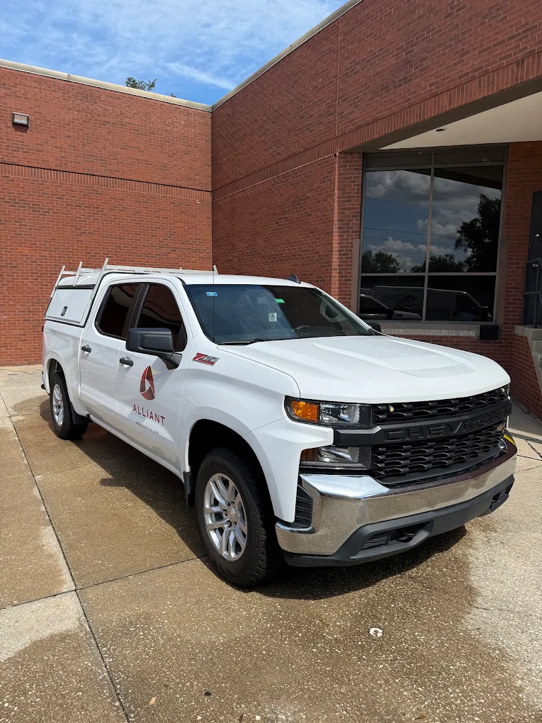 White work truck after detailing